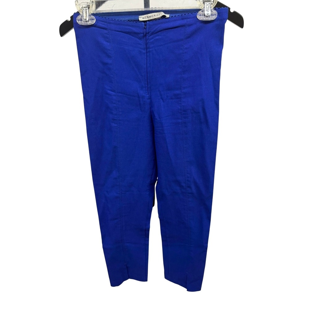 Mesmerize $99 Women's Mariel Hi-Waist Front Zip Ankle Slit Cobalt Blue Pant Sz 8